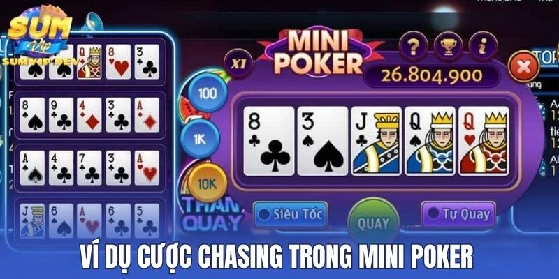 Ví dụ cược Chasing trong mini poker